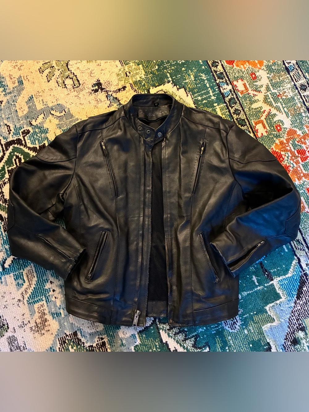Men's Black Leather Jacket Classic Moto Style